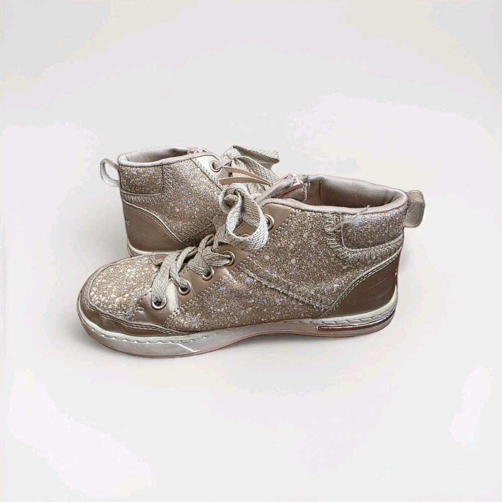 Sketchers Shoutouts Glitter Queen Sneaker Girls Size 2 Glam Sparkle Gold Pink - Picture 8 of 10
